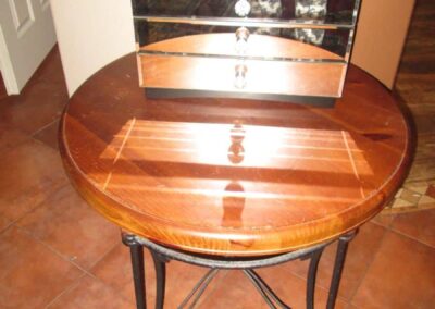 26inch Round Wood Table By Lane, Metal Frame